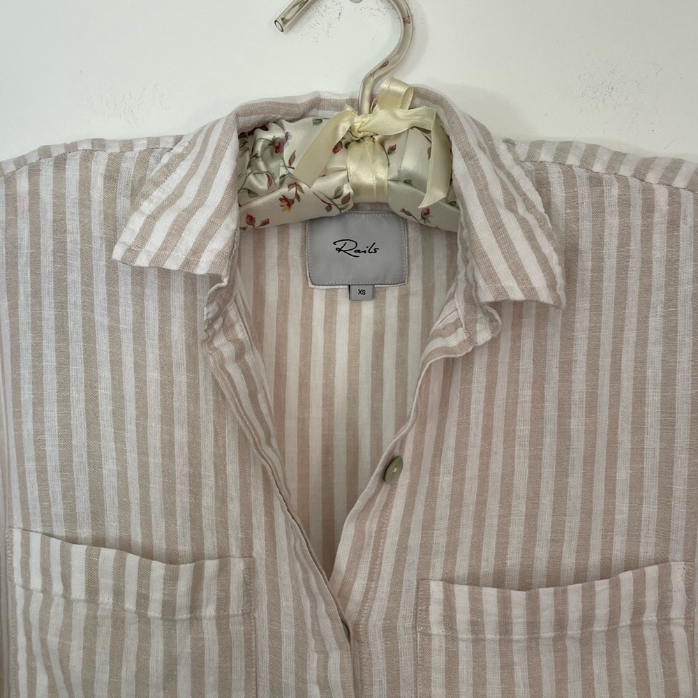 Rails Cito Shirt Shore Stripe linen blend top button down - Picture 10 of 11